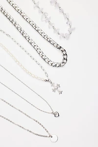 Set of 5 Cross & Pearl Necklaces