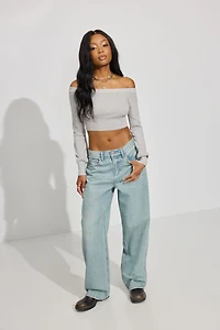 Haut ultra-écourté à épaules dégagées