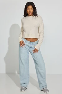 Chandail spongieux à col rond et manches longues