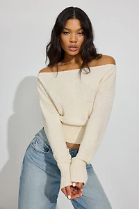 Bouclé Boat Neck Sweater
