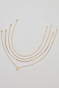 Ensemble de 4 colliers à cœur et chaînes