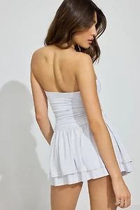Flirty Hem Tube Romper Dress