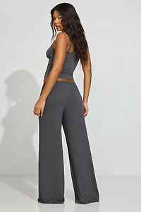 Pantalon décontracté côtelé diaphane