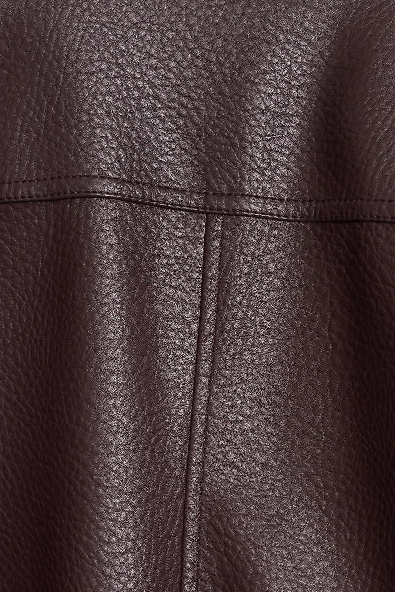 Oversized Faux Leather Bomber