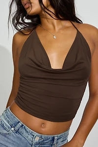 Cupro Cowl Halter Top