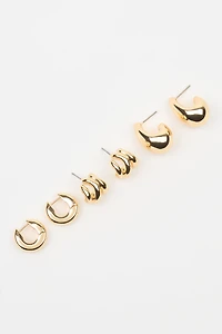 Ensemble de 3 paires de boucles d’oreilles abstraites