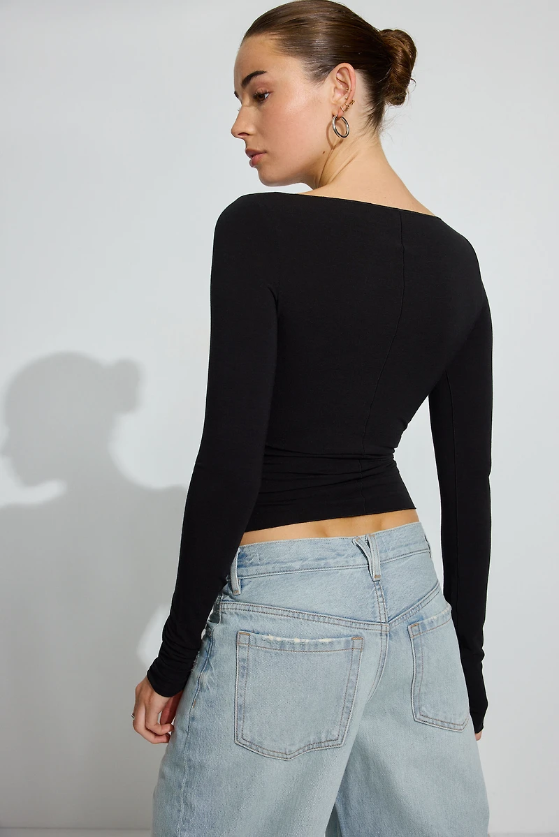 Cozy Boat Neck Long Sleeve Top