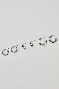 3 Pack of Twist Drop and Hoop Earrings