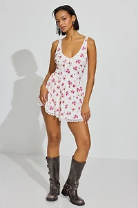 Plunge V-Neck Romper Dress