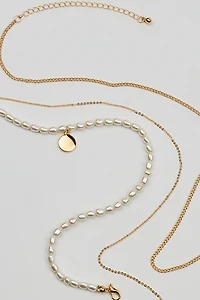 Ensemble de 3 colliers à perles et chaînes