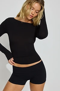 SexyCozy Boat Neck Long Sleeve Top