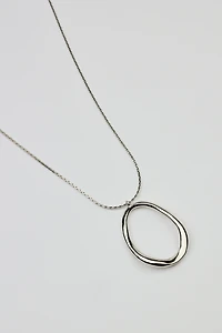 Hammered Single Oval Necklace