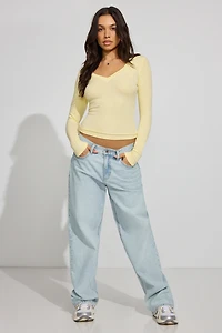 Serene Deep V-Neck Long Sleeve Top