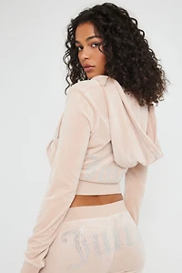 JUICY COUTURE OG Haut à capuchon en velours orné de pierreries