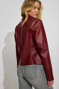 Faux Leather Worker Jacket