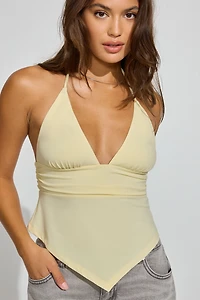 Plunge Halter Hankerchief Top