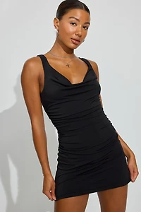 Double Cowl Mini Dress