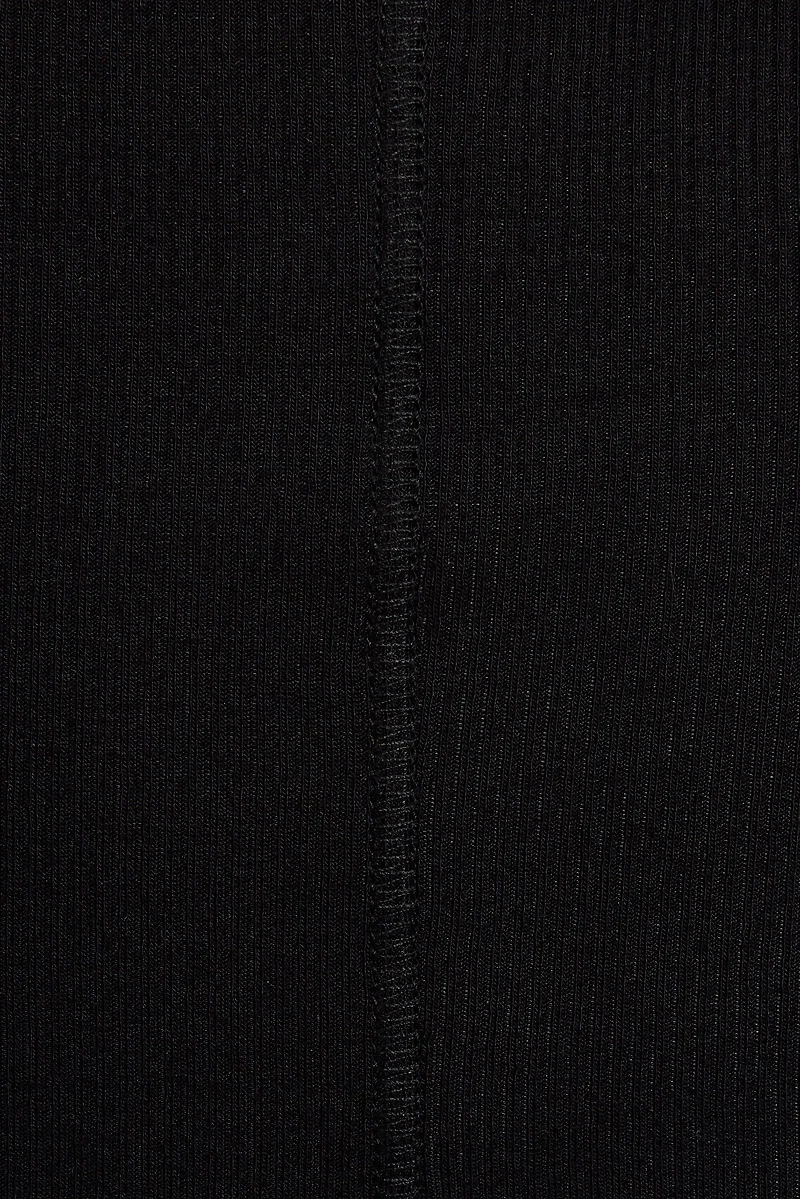 Ribbed Seamed Long Sleeve Crewneck Top