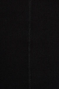 Ribbed Seamed Long Sleeve Crewneck Top