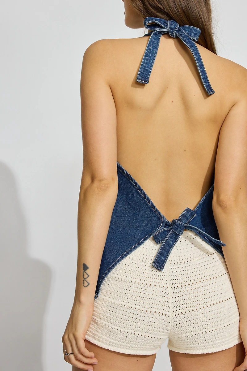 Denim Halter Vest