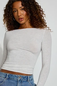 SexyCozy Boat Neck Long Sleeve Top