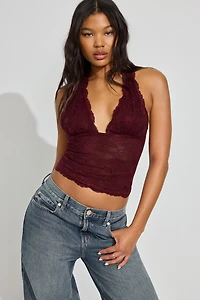 Halter Plunge Lace Top