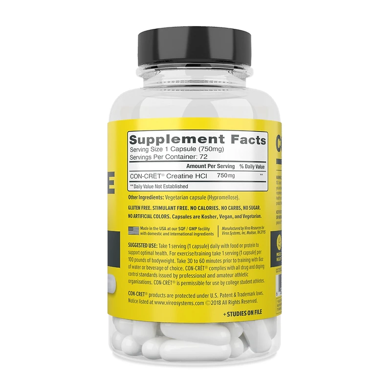 Creatine HCl - 72 Capsules (72 Servings)