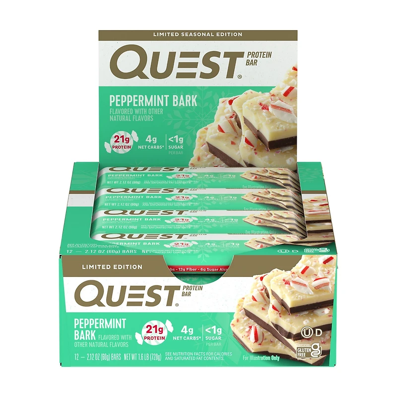 Quest Protein Bar - Peppermint Bark (12 Bars)