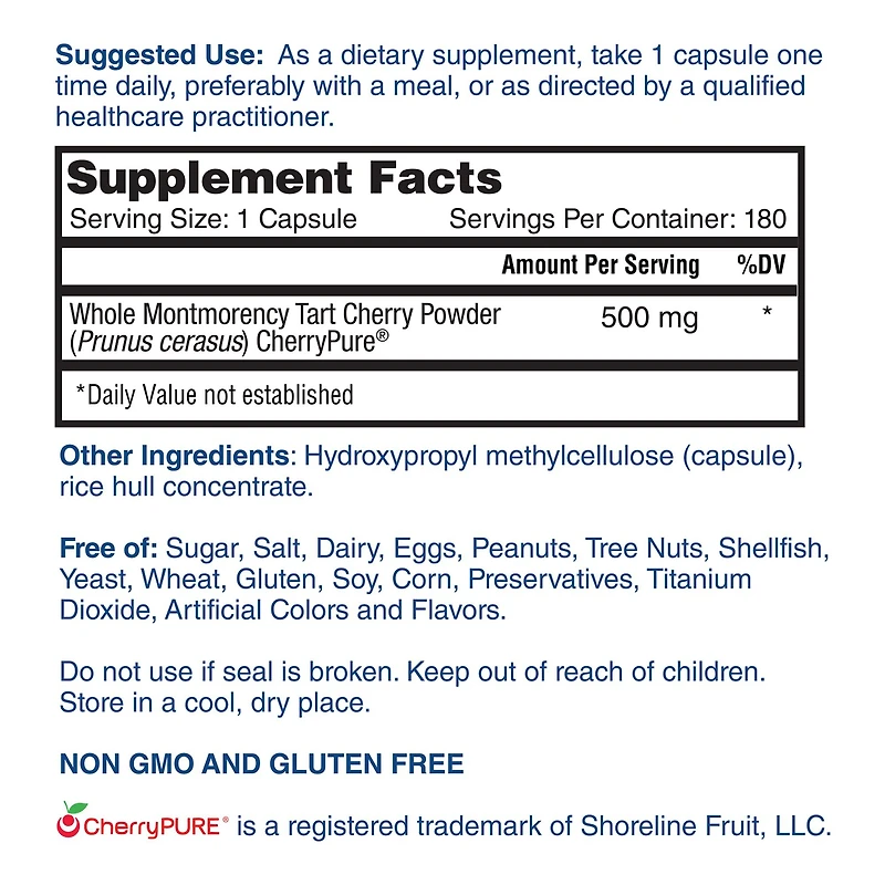 Tart Cherry - 180 Capsules (180 Servings)