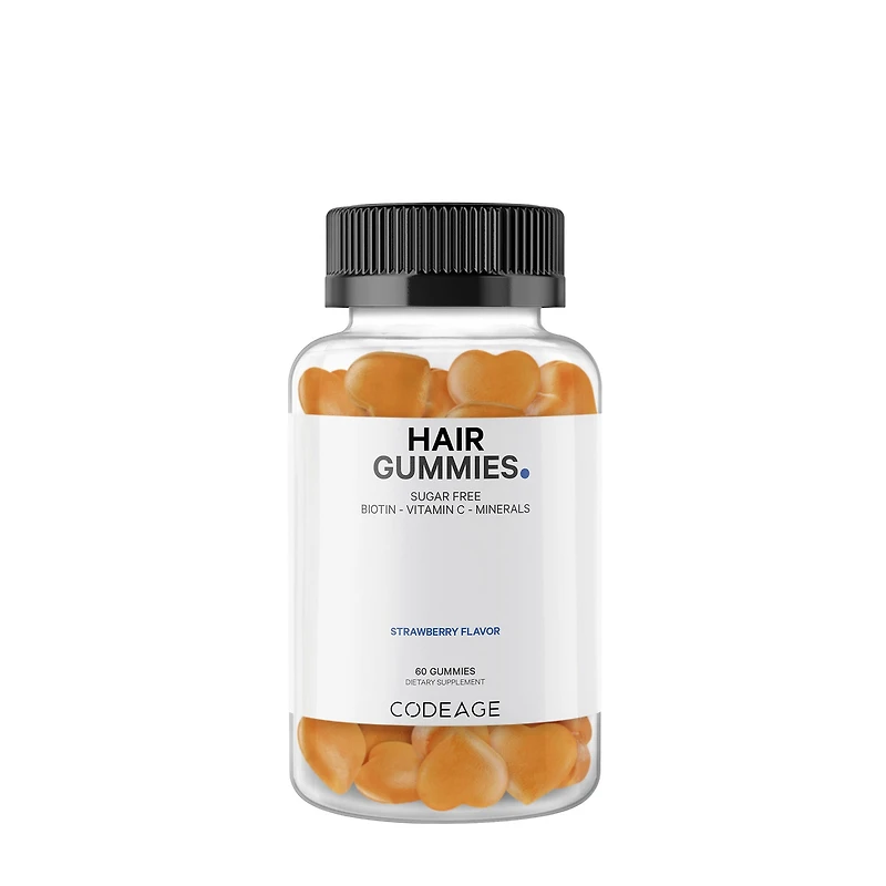 Codeage Hair Gummies Vitamin C - Sugarfree Daily Multivitamins Biotin & Zinc 60 (30 Servings)
