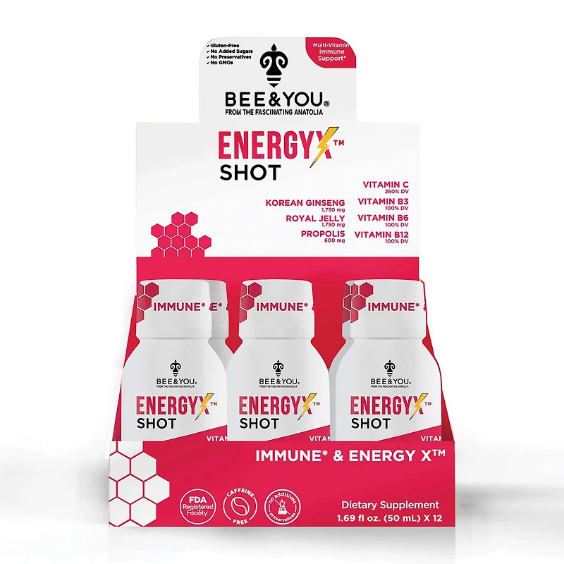 Natural Energy Shot with Ginseng (Caffeine Free) - 1.69 oz. (12 Bottles)