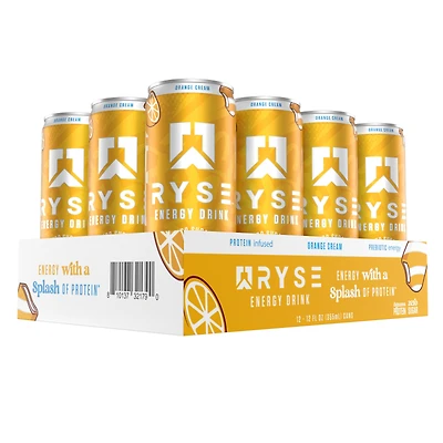 RYSE Energy Drink - Orange Cream 12 Fl Oz. (12 Cans) Zero Sugar