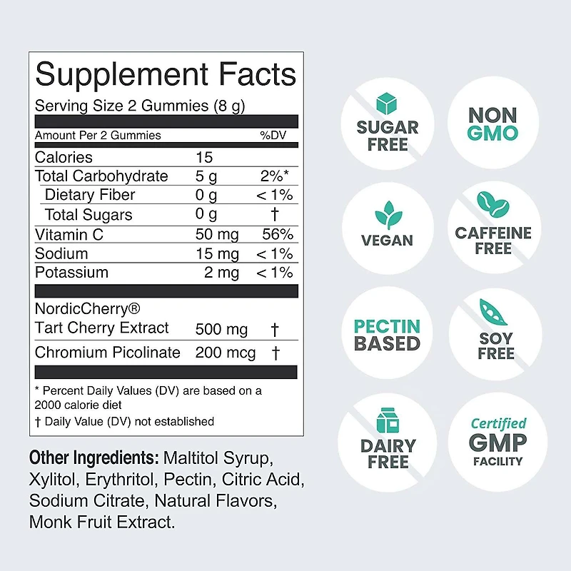 Tart Cherry Gummies - Cherry - 60 Count (30 Servings)