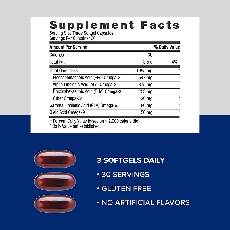 Triple Strength Omega Complex - Lemon - 90 Softgels (30 Servings)