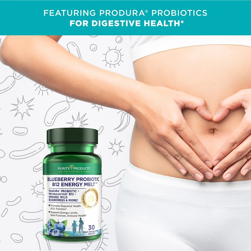 Blueberry Probiotic B12 Energy Melt - 30 Tablets (30 Servings)