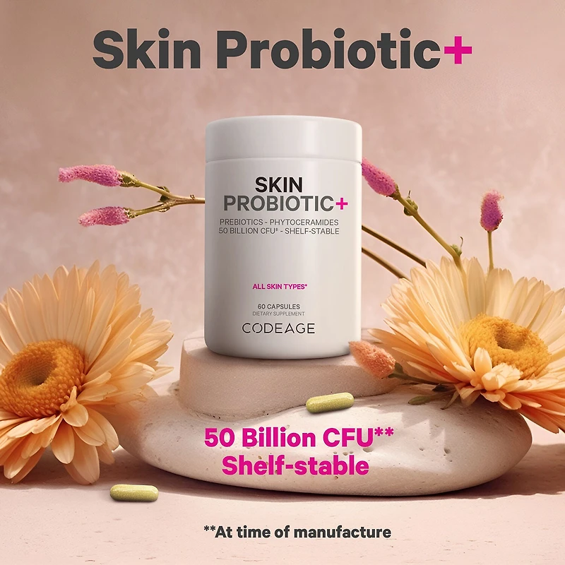Beauty Skin Probiotic 50 Billion CFU & Prebiotics Vegan Supplement - 60 Capsules (30 Servings)