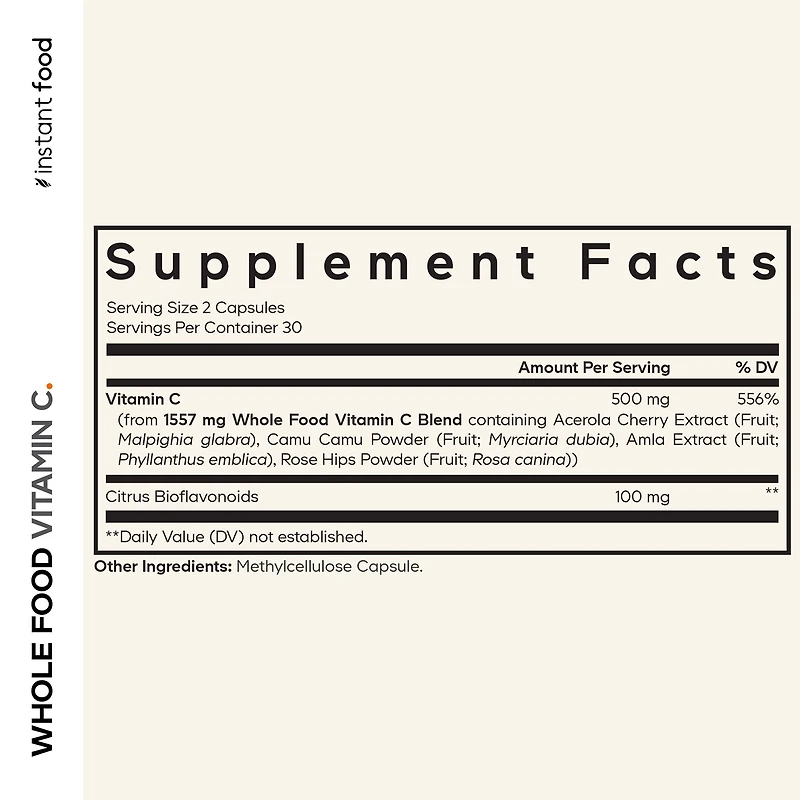 Whole Food Vitamin C - 60 Capsules (30 Servings)
