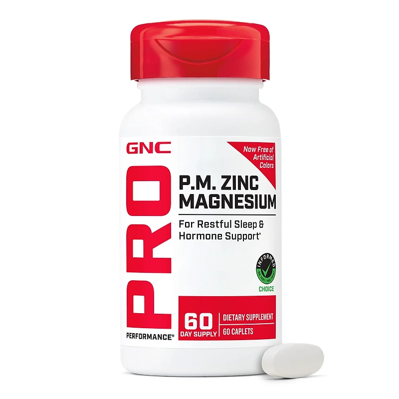 GNC Pro Performance P.m Zinc Magnesium Healthy - 60 Caplets (60 Servings)