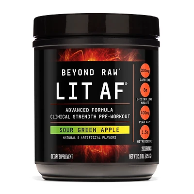 Beyond Raw Lit Af Pre-Workout - Sour Green Apple (20 Servings)