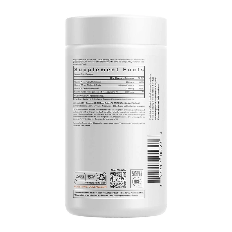 ADK Vitamin Supplement - 180 Capsules (180 Servings)