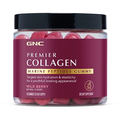 GNC Premier Collagen Marine Peptides Gummy - Wild Berry 90 Gummies (30 Servings)