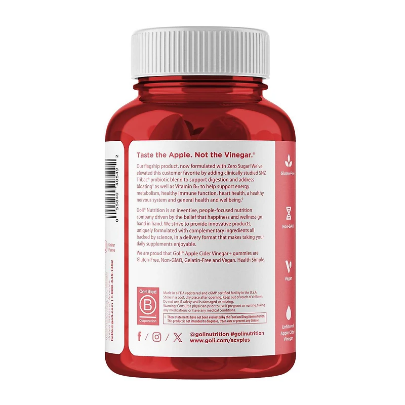 Apple Cider Vinegar+ Gummies - 60 Gummies (30 Servings)