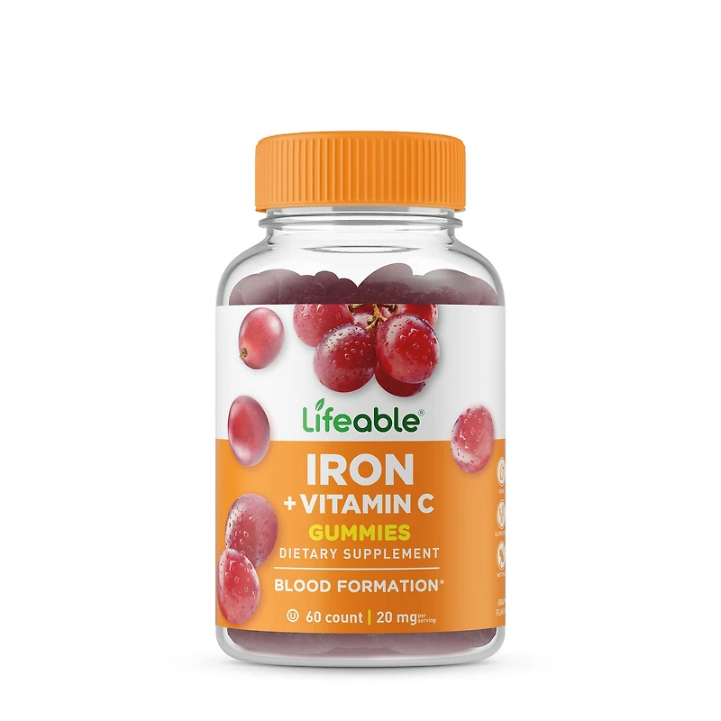 Lifeable Iron and Vitamin C 20Mg - 60 Gummies (30 Servings)
