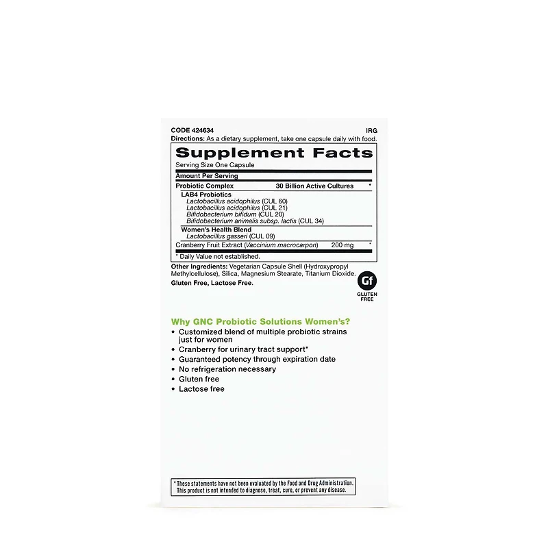 Probiotic Solutions Women's - 30 Billion CFUs - 30 Capsules (30 Servings)