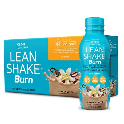 GNC Total Lean Shake Burn Healthy - Vanilla Latte 14Oz. (12 Bottles)