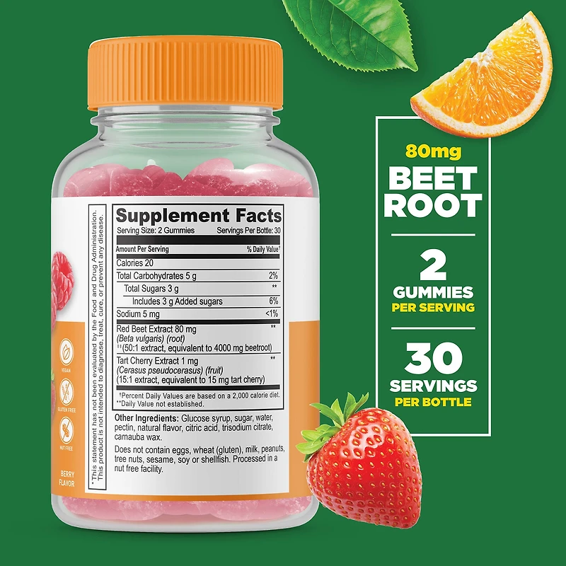 Beet Root and Tart Cherry - 60 Gummies (30 Servings)