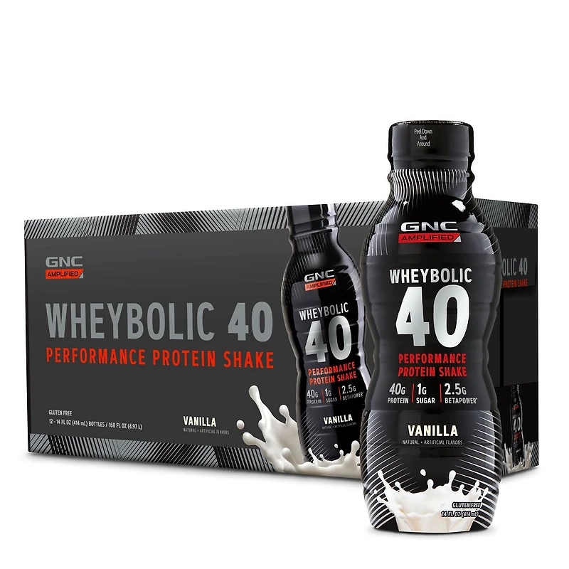 GNC AMP Whey Proteinbolic 40 Gluten-Free - Vanilla 14Oz. (12 Bottles)