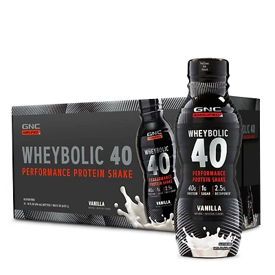 GNC AMP Whey Proteinbolic 40 Gluten-Free - Vanilla 14Oz. (12 Bottles)