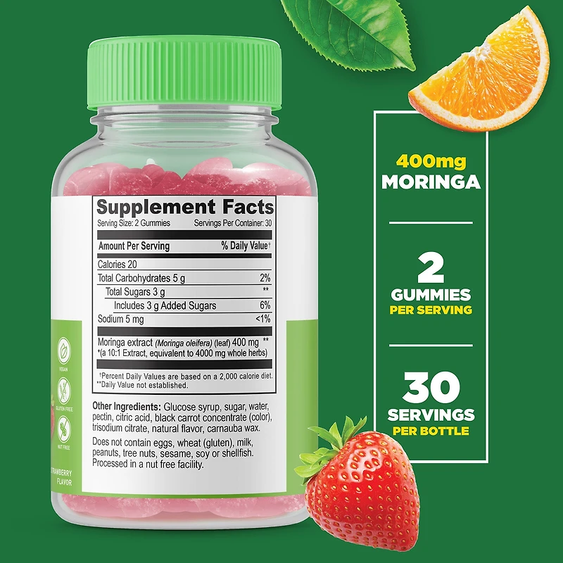 Moringa Leaf Extract 4000mg - 60 Gummies (30 Servings)