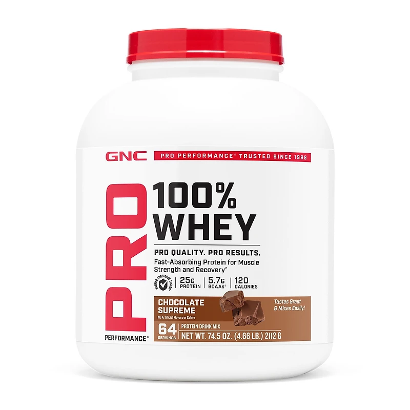 GNC Pro Performance 100% Whey Protein 2.0 Gluten-Free - Chocolate Supreme (64 Servings)